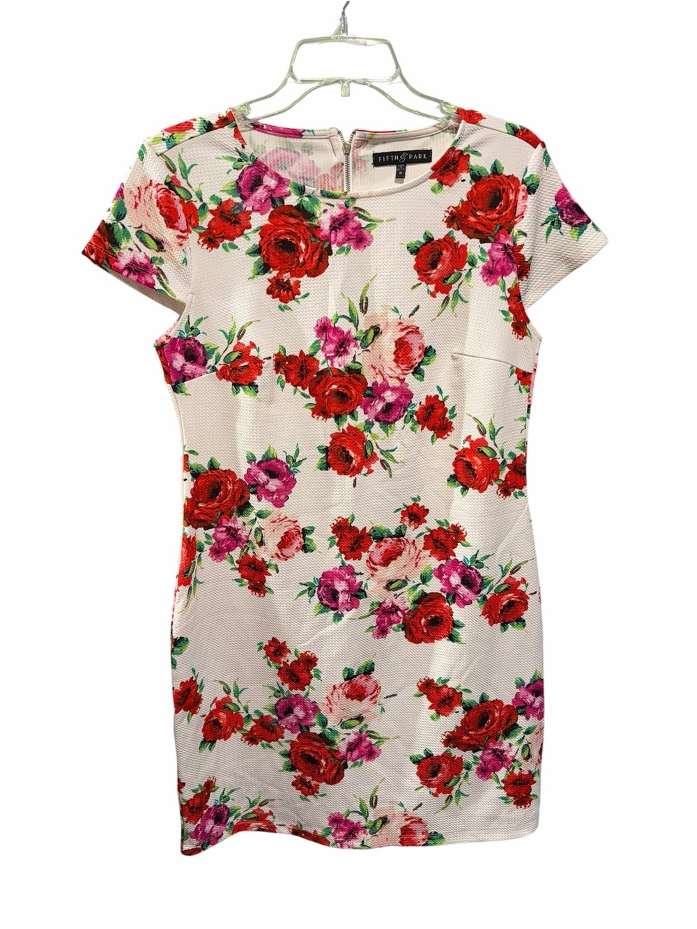 Fifth & Park Women’s Medium White Floral Short-Sleeve Sheath Dress